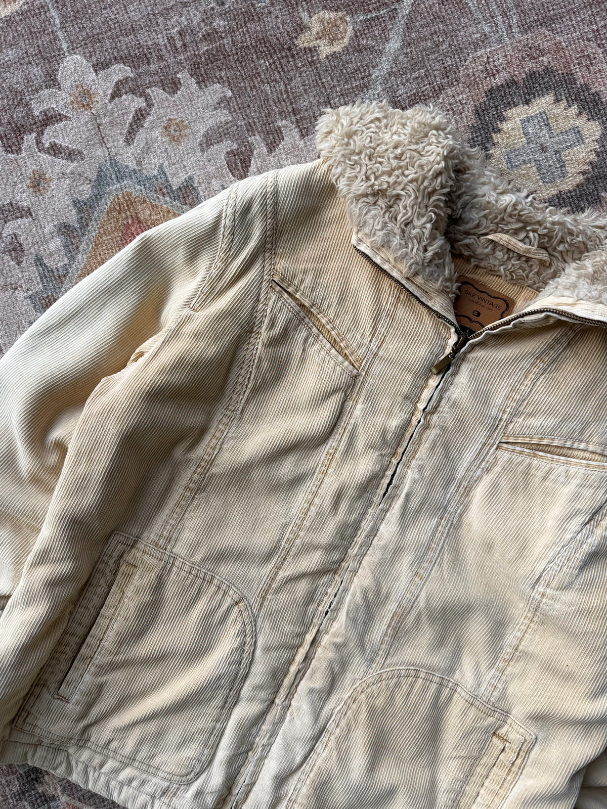 Fur Trim Corduroy Jacket - L