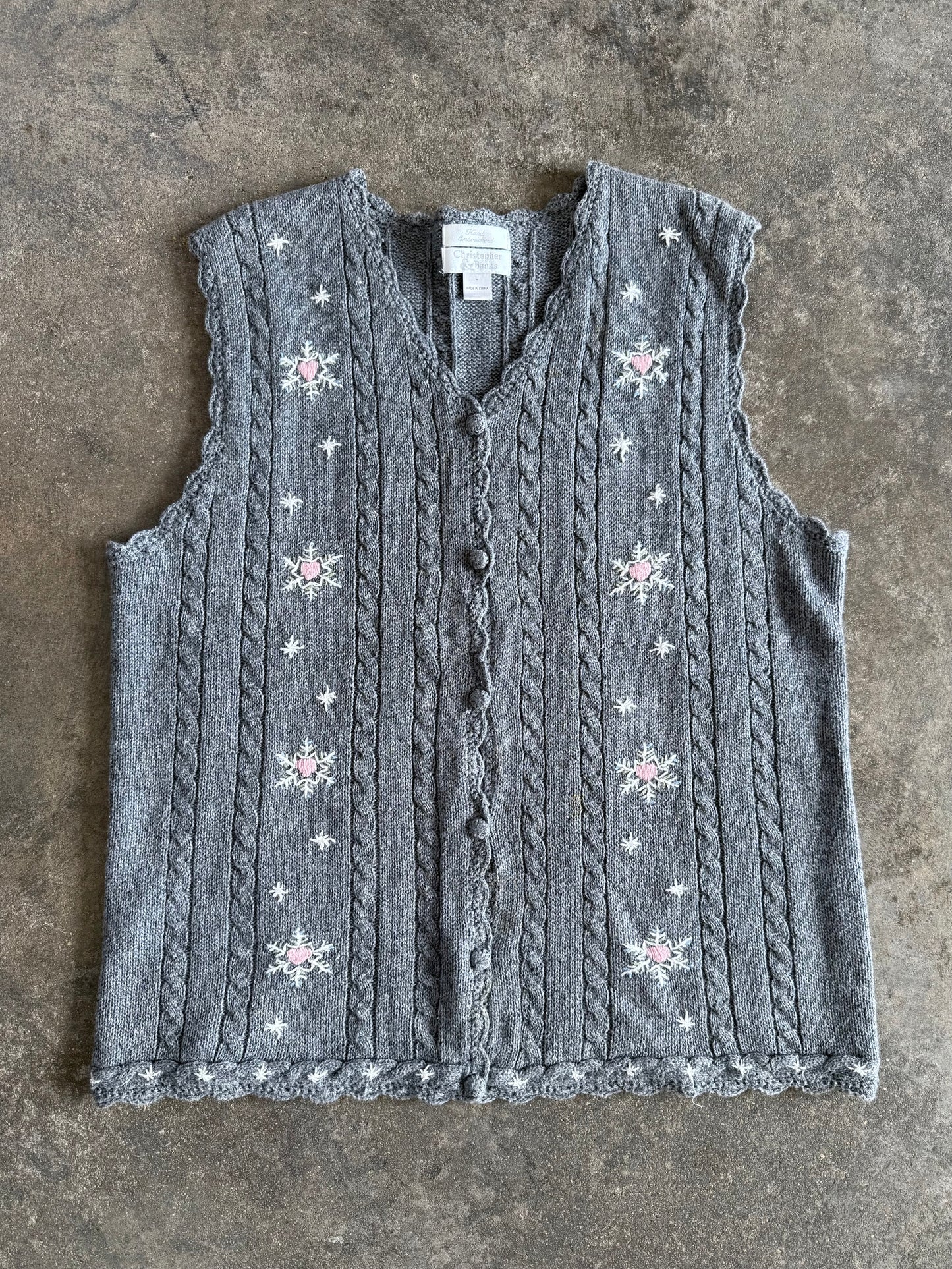 Snowflake Sweater Vest - L