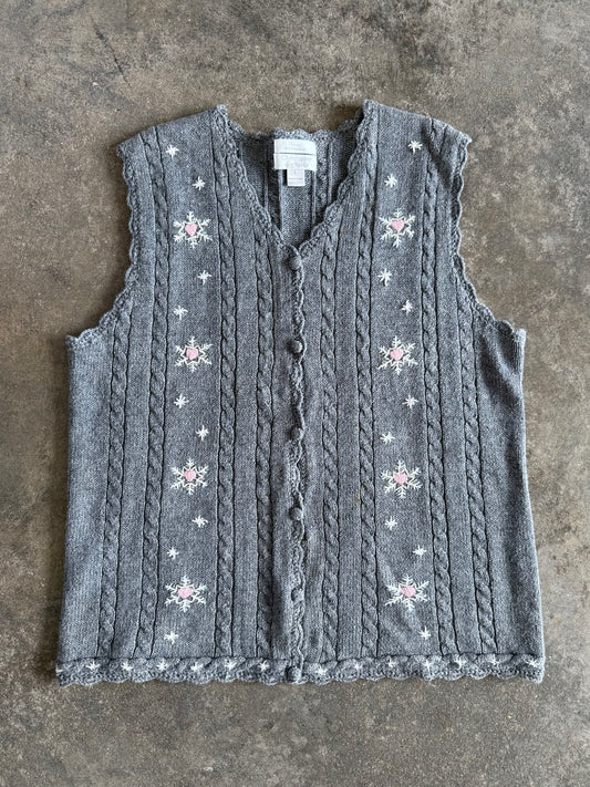 Snowflake Sweater Vest - L