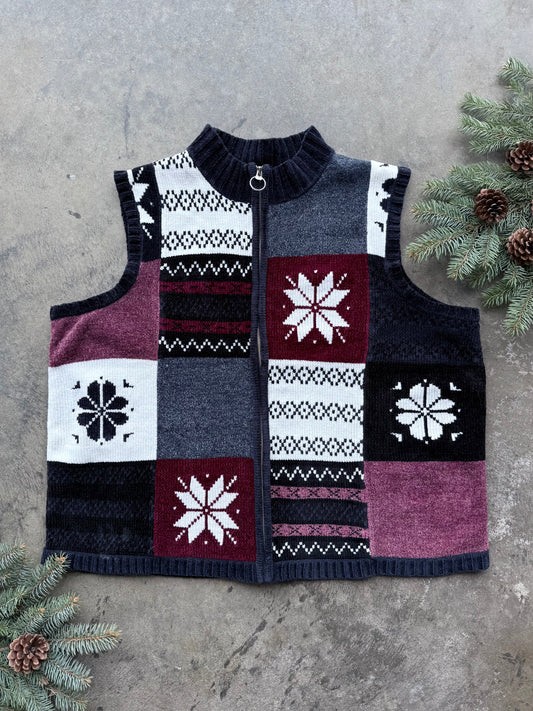 Christmas Zip Up Sweater Vest - 2XL