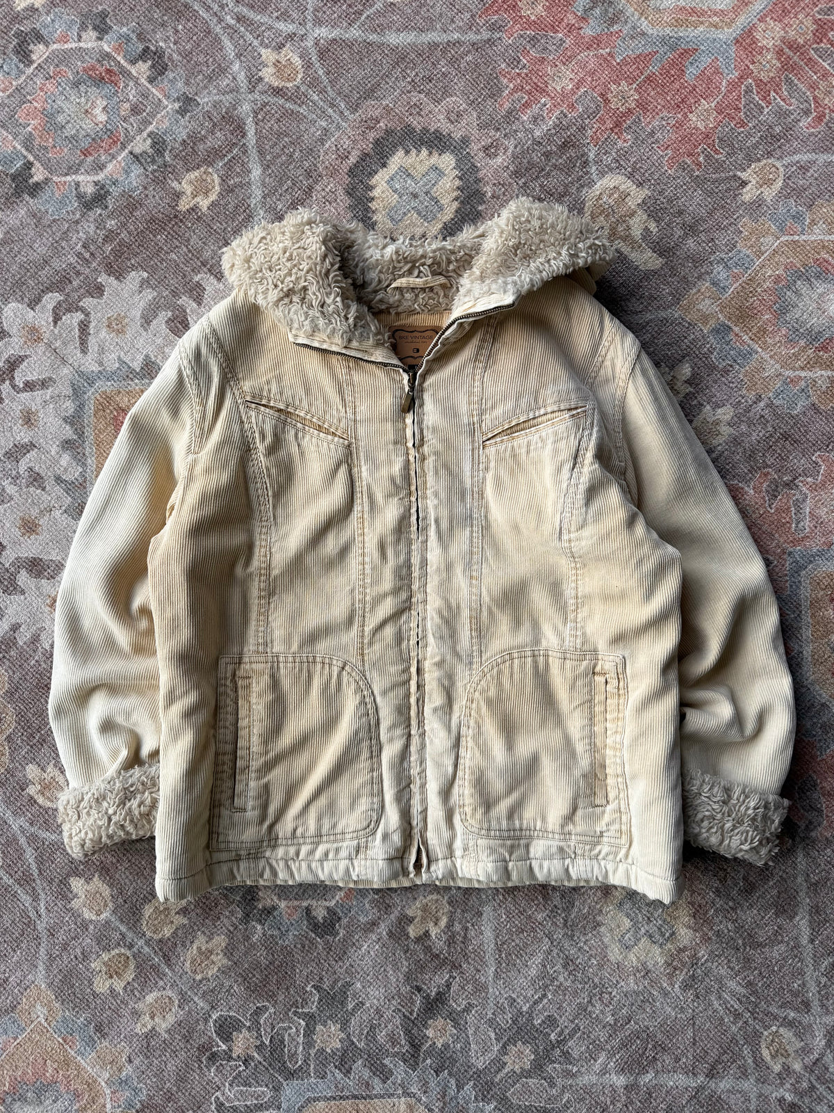 Fur Trim Corduroy Jacket - L