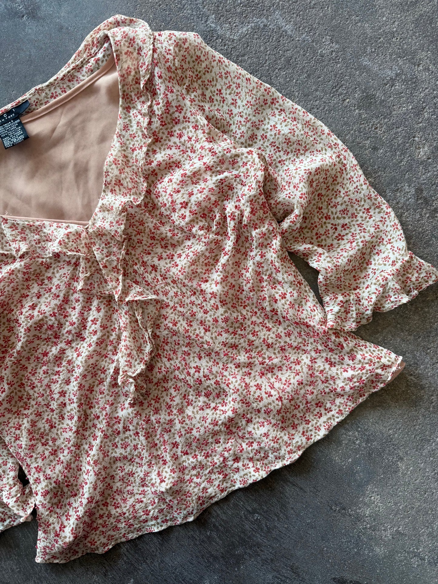 Flower Beaded Top - S