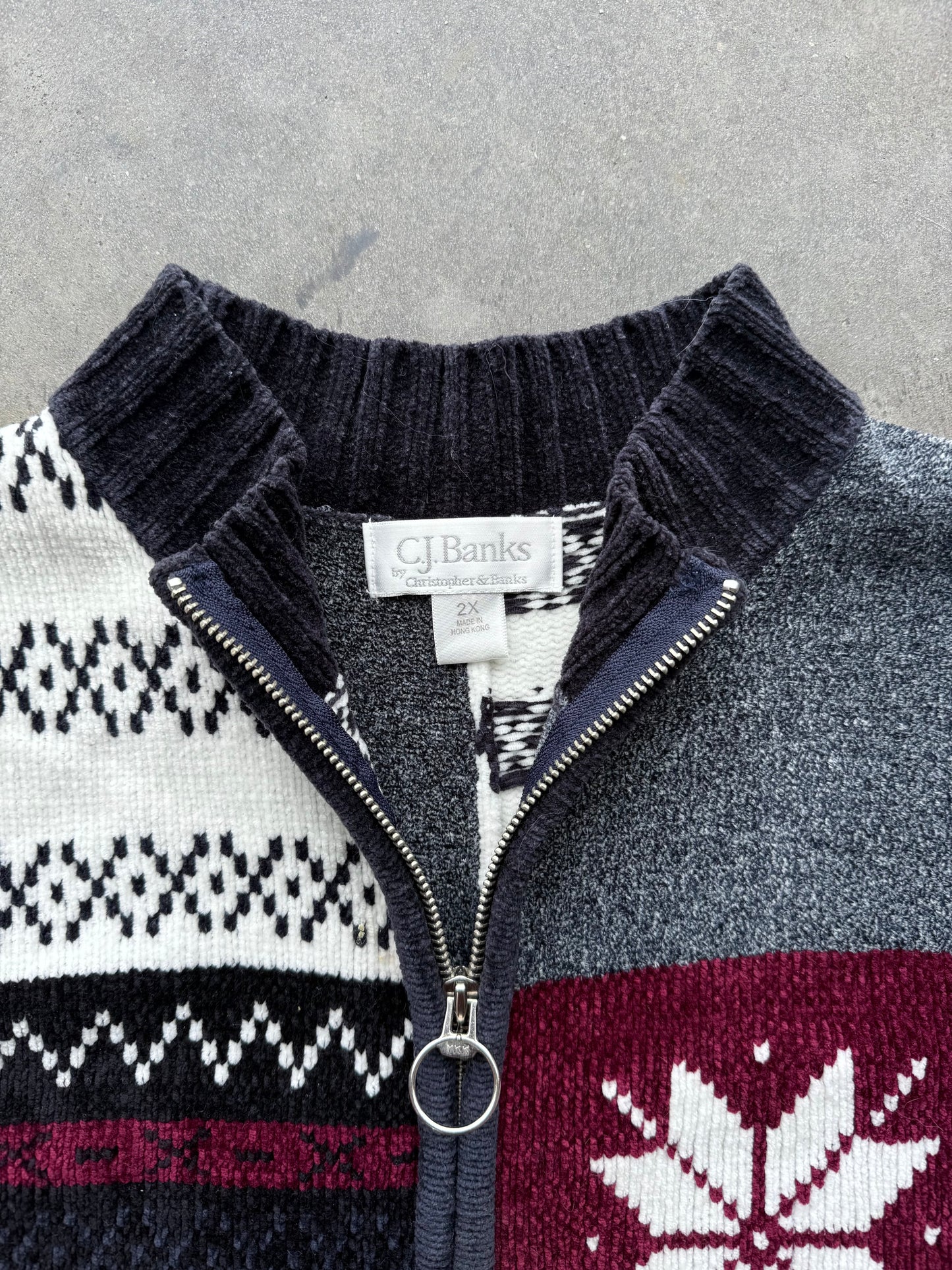 Christmas Zip Up Sweater Vest - 2XL