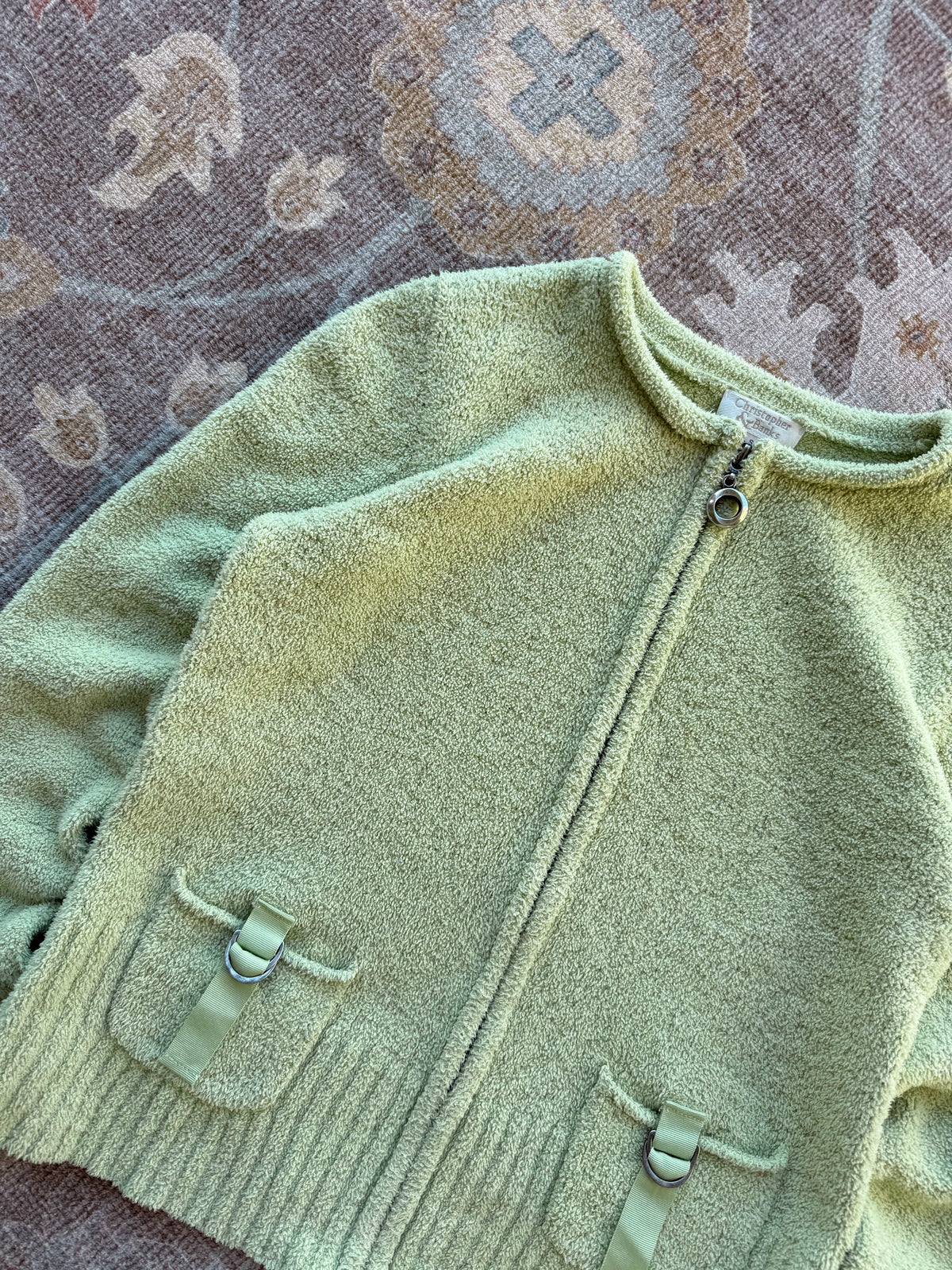 Fuzzy Zip Up Cardigan - S