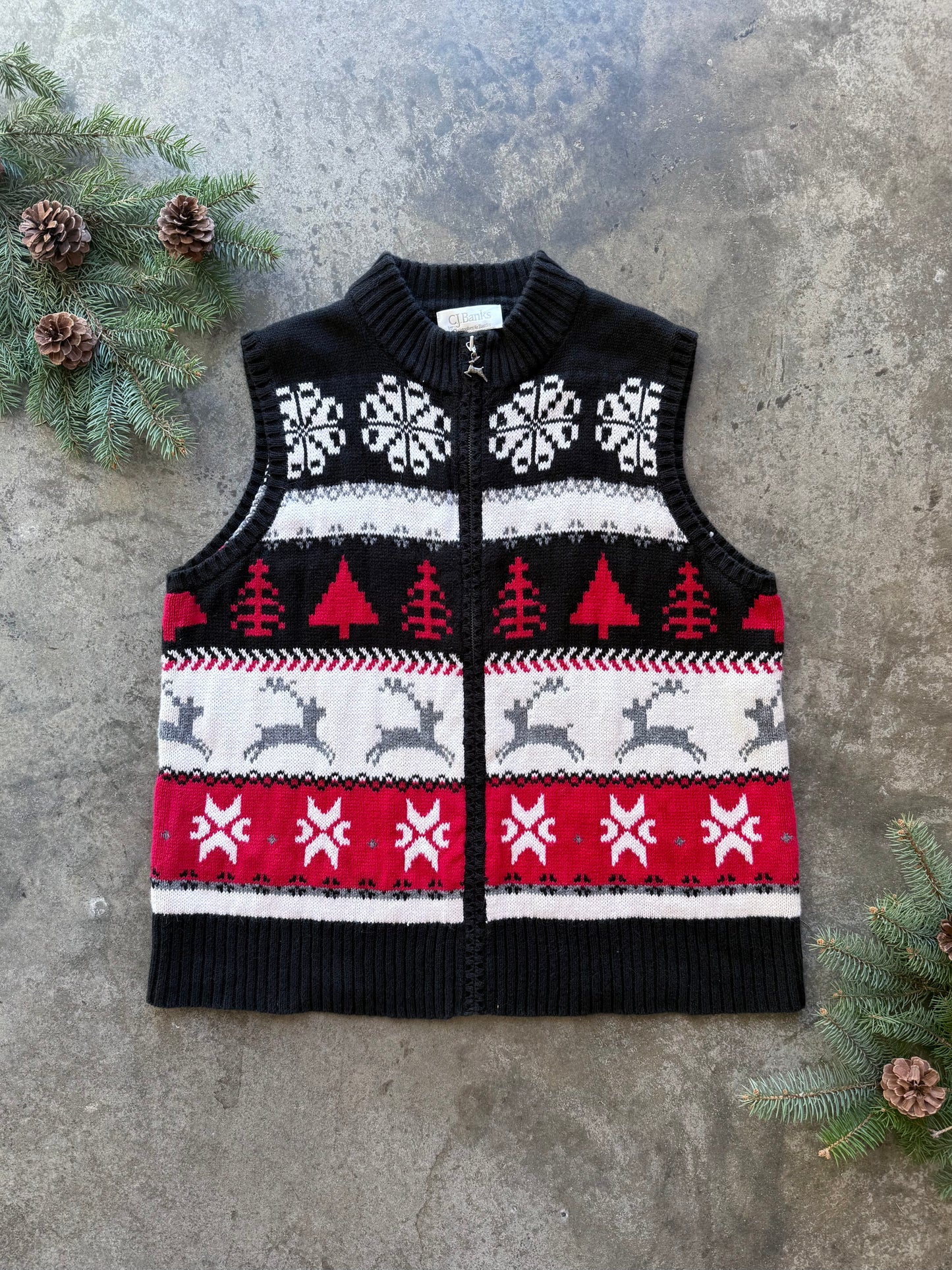 Christmas Zip Up Sweater Vest - XL