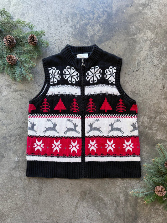 Christmas Zip Up Sweater Vest - XL